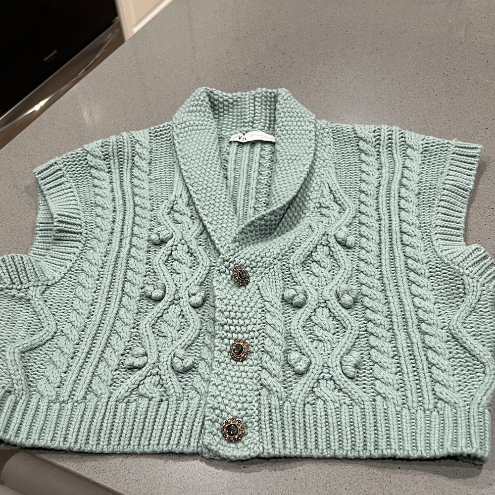 Zara Green Sage Knit Vest